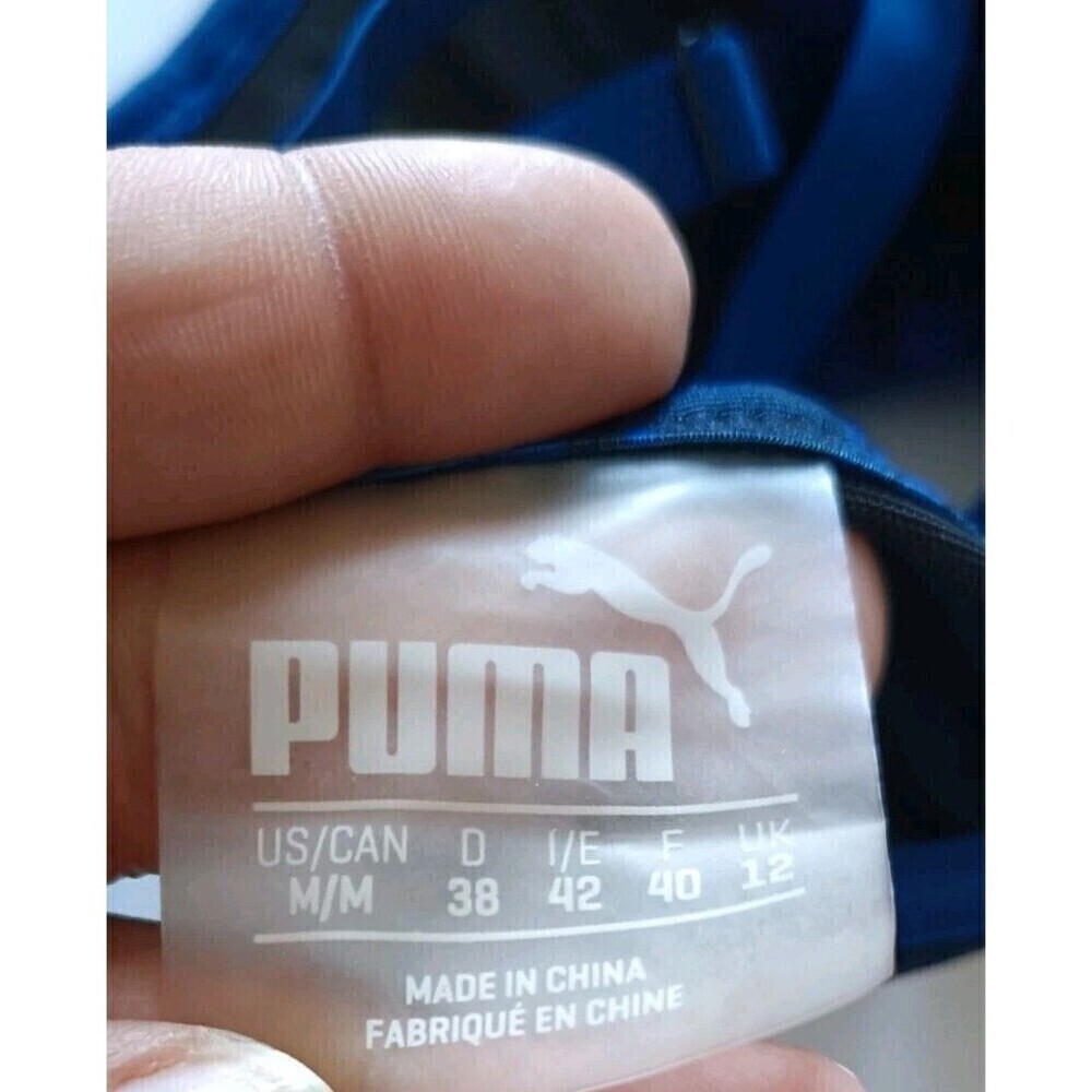 PUMA Sports Bra Size Medium Powershape Future Mid Impact Black Blue Strappy - Picture 6 of 13